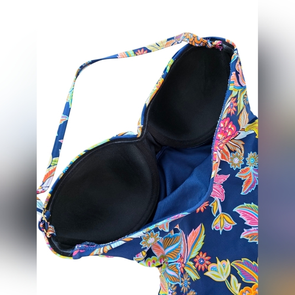 NWT Bleu Rod Beattie Navy Blue Floral One-Piece Swimsuit Underwire | Size 4 - Picture 4 of 8